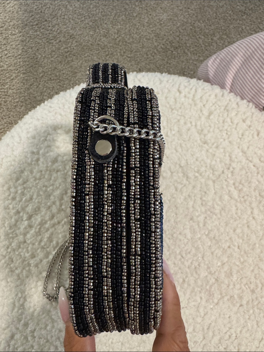Beaded Travel Patchwork Crossbody Bag in Black - Picture 6 of 8